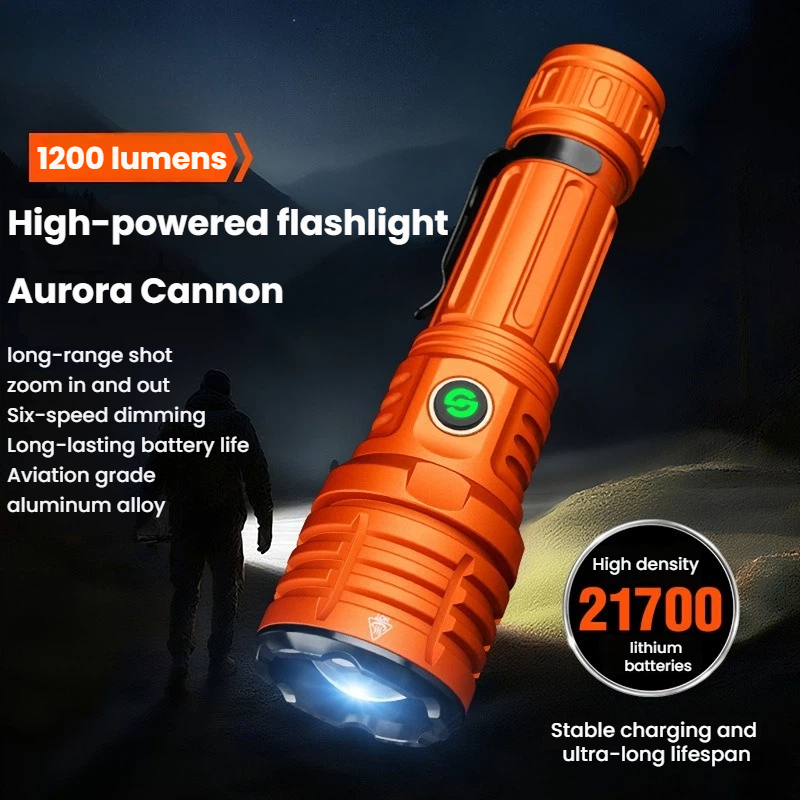 Outdoor Lighting Lanterns - Strong Light LED Flashlight Zoomable TYPE-C
