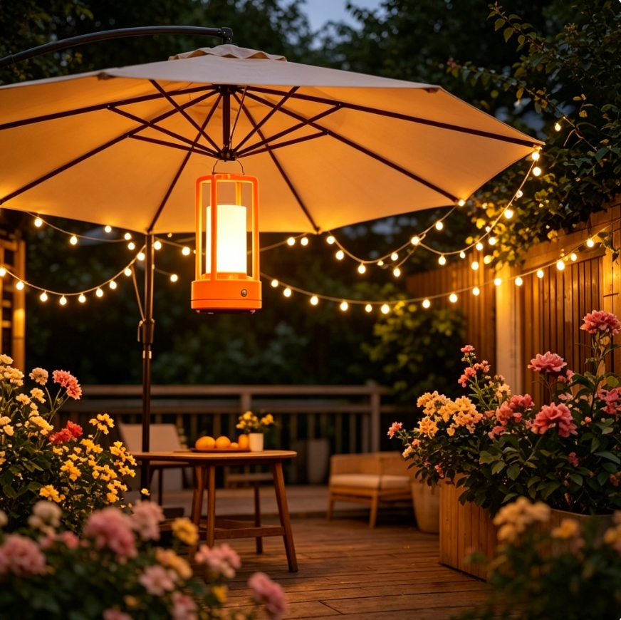 Outdoor Lighting Modern - Modern Orange Cage Table Lamp Rechargeable