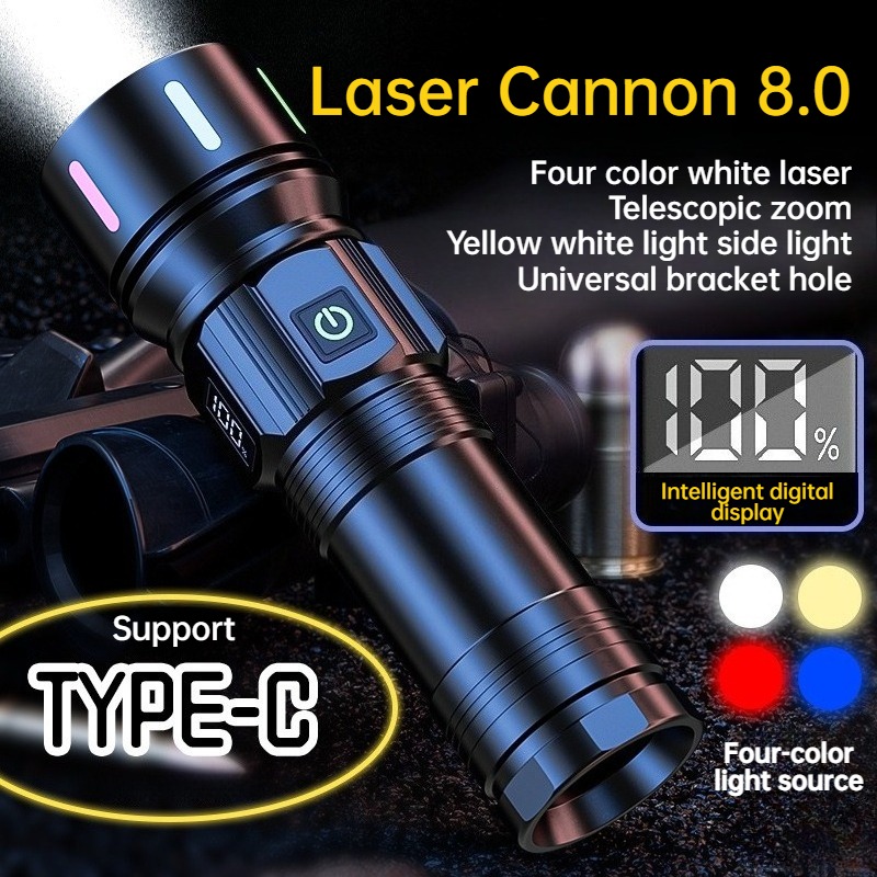 Outdoor Lighting Lanterns - Strong Light LED Flashlight Telescopic Zoom