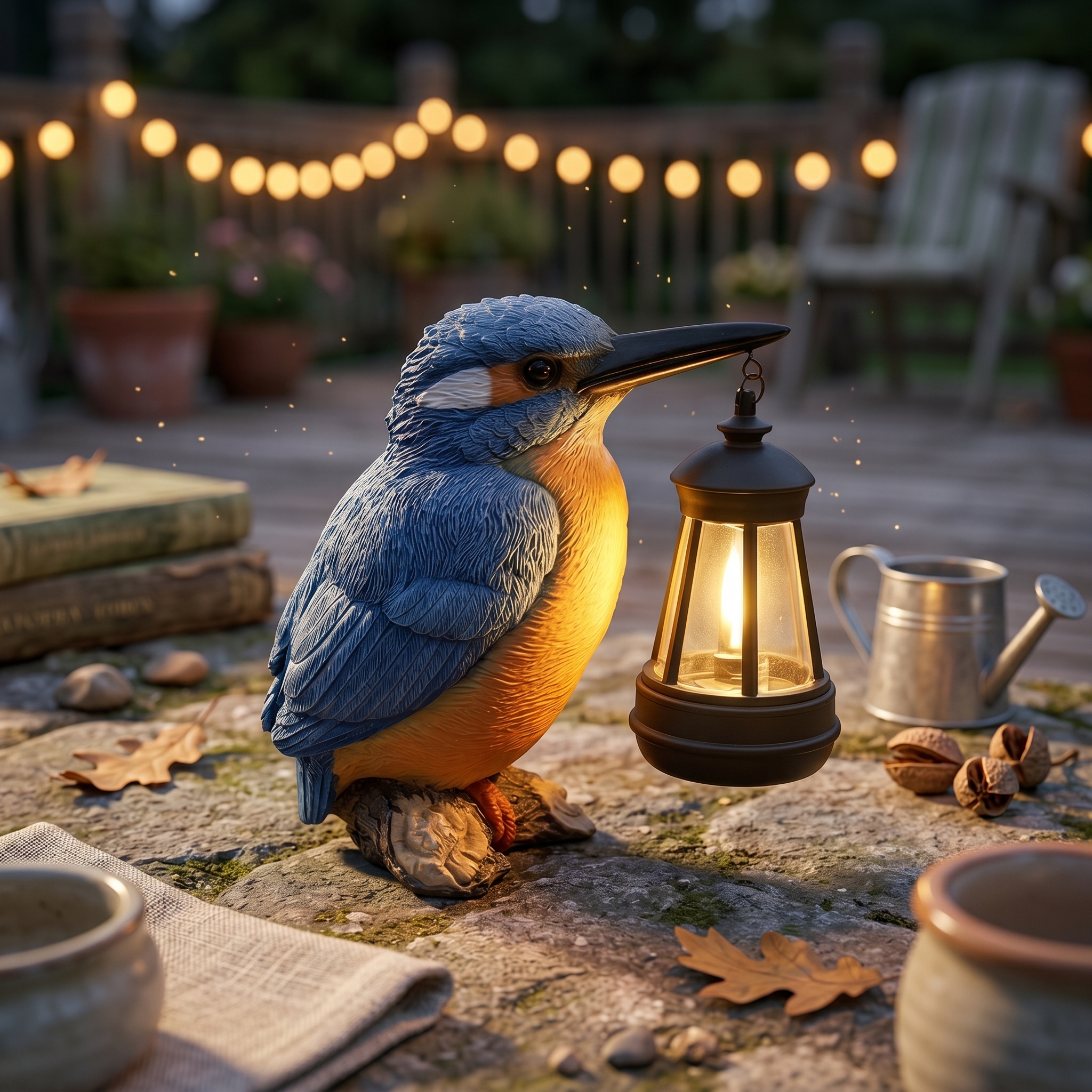 Outdoor Lighting Modern - Solar Kingfisher Statue Resin Hanging Lantern