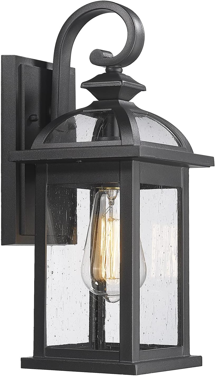 Outdoor Lighting For Front Of House - Outdoor Wall Sconce with Seeded Glass,
