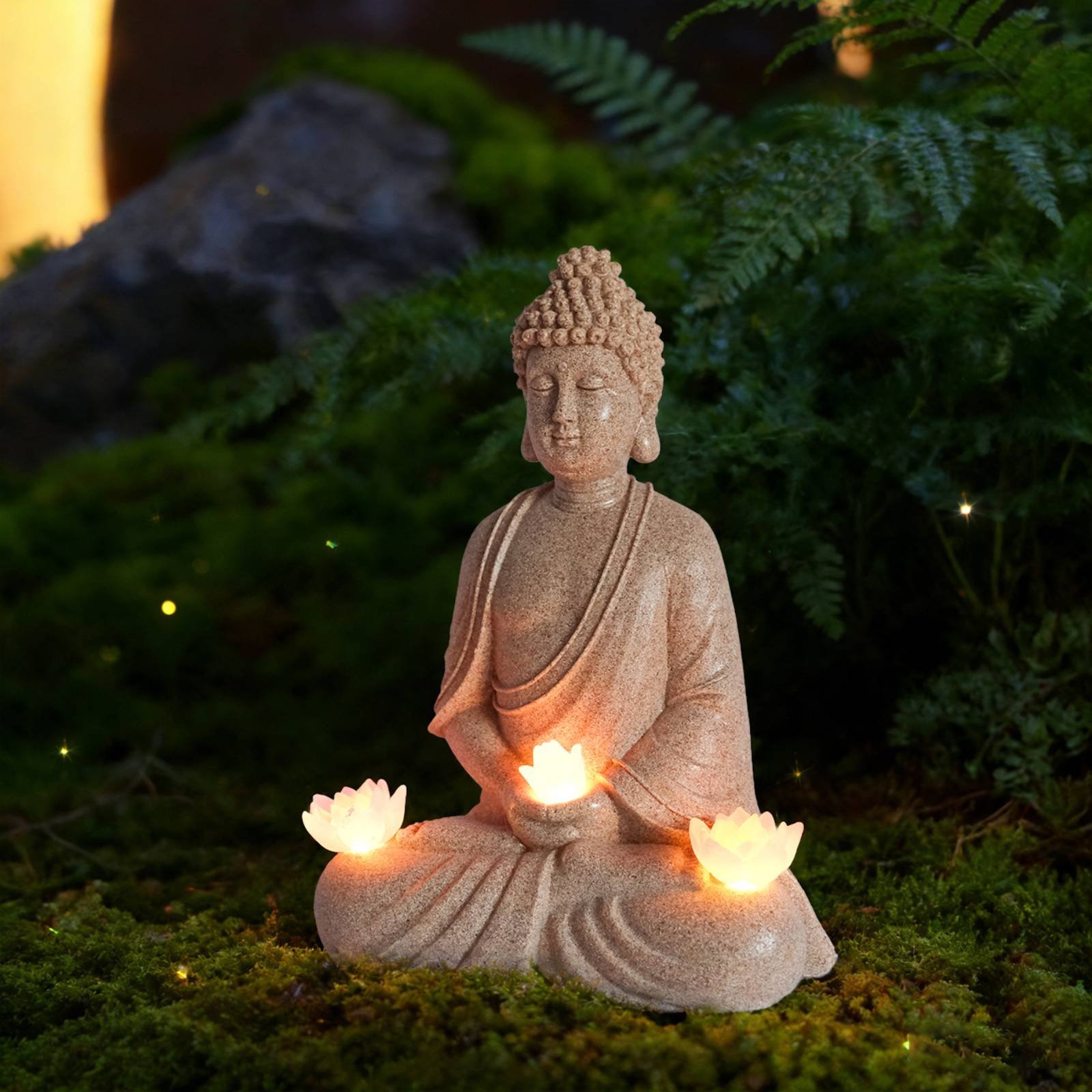 Solar Buddha Statue Outdoor Sa - Outdoor Lighting Modern のレビューと価格