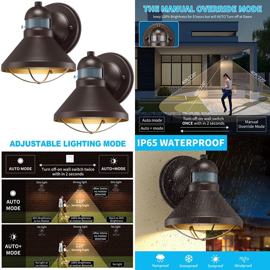 2 Pack Motion Sensor Outdoor L - Outdoor Lighting Lanterns のレビューと価格