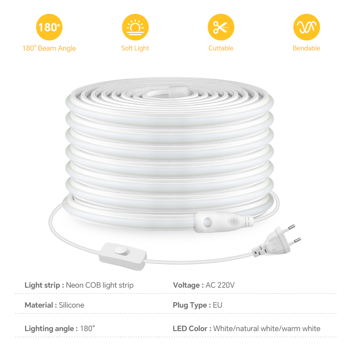 220V COB Led Strip High Densit - Outdoor Lighting Socket のレビューと価格