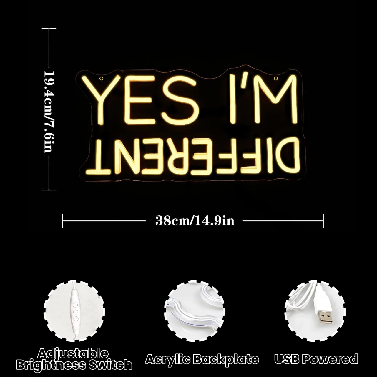 Yes I'm Different Neon Sign LE - Outdoor Lighting Quotes のレビューと価格