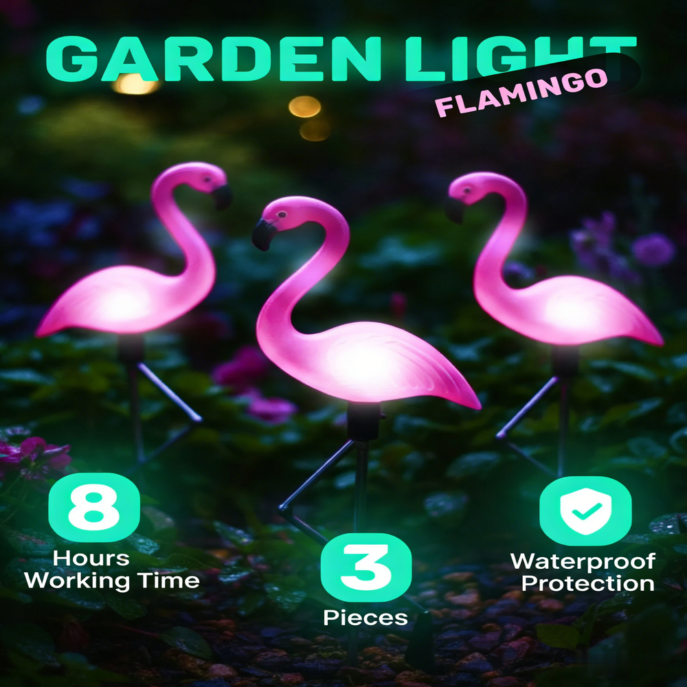 3Pcs Solar Powered Flamingo Gr - Outdoor Lighting Manufacturers のレビューと価格