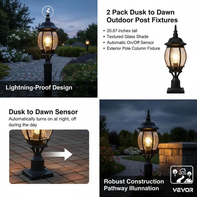 2-Pack Exterior Pillar Lantern - Outdoor Lighting Lanterns のレビューと価格