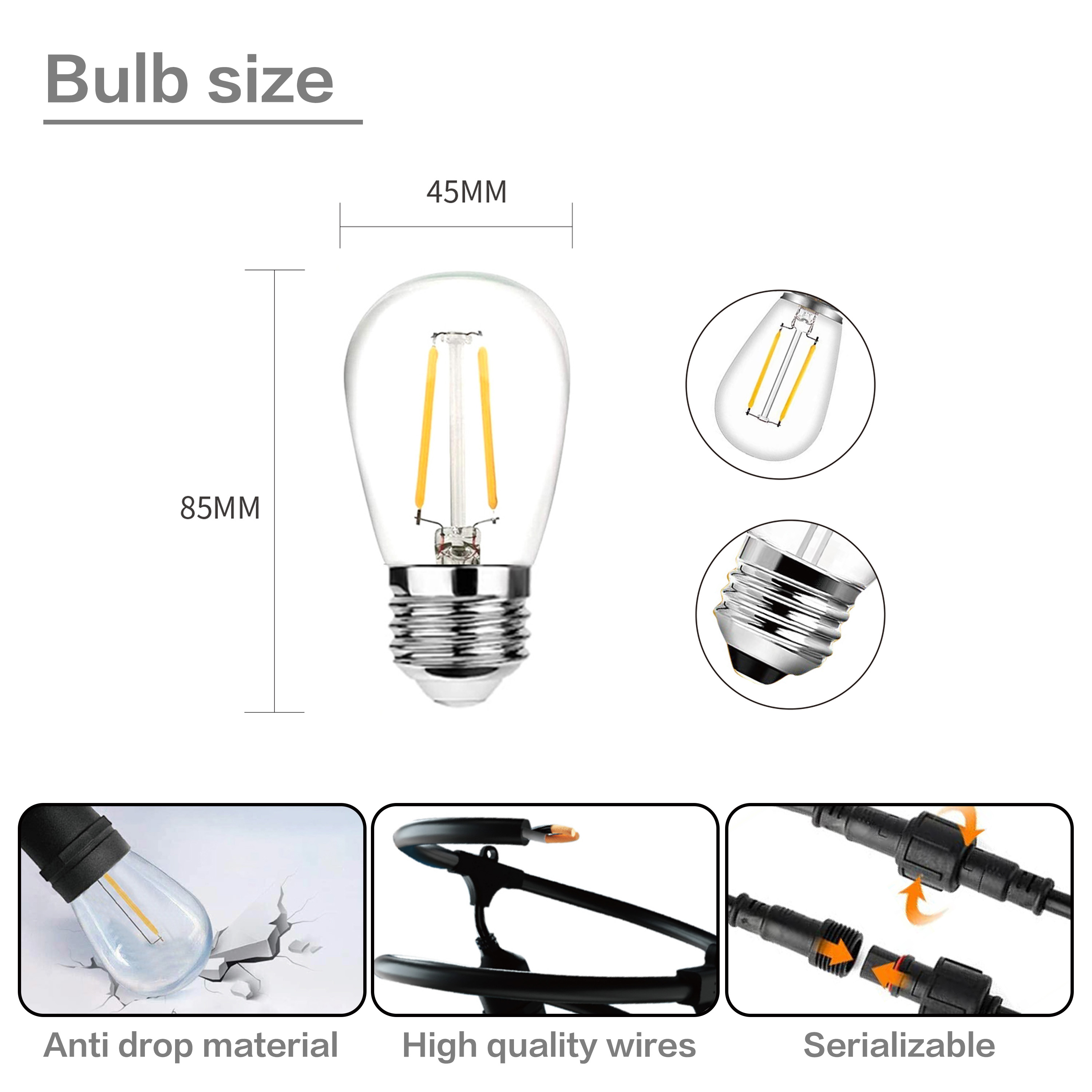 10m LED String Lights 10 Hangi - Outdoor Lighting Socket のレビューと価格