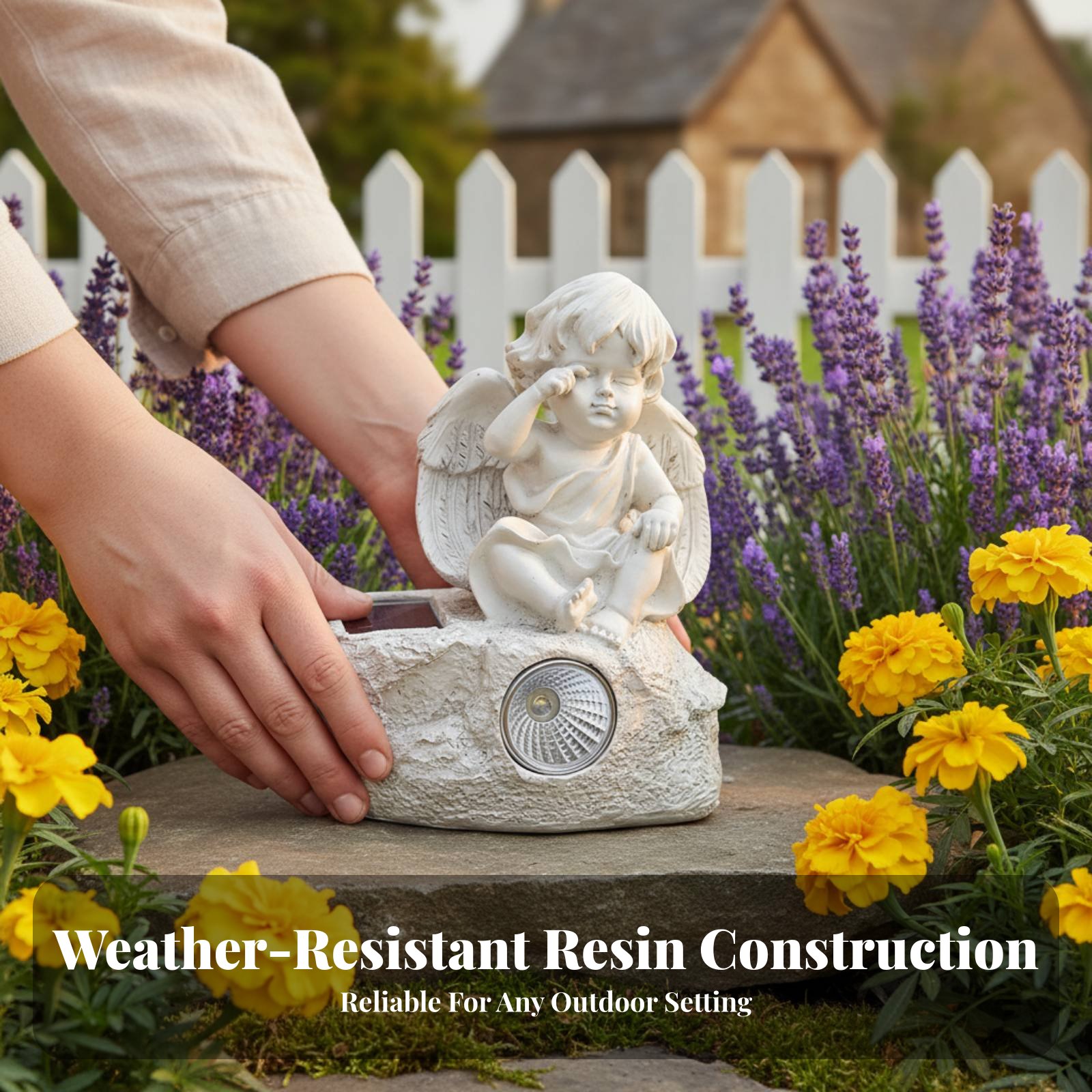 Solar Cherub Statue Light Sour - Outdoor Lighting Modern のレビューと価格