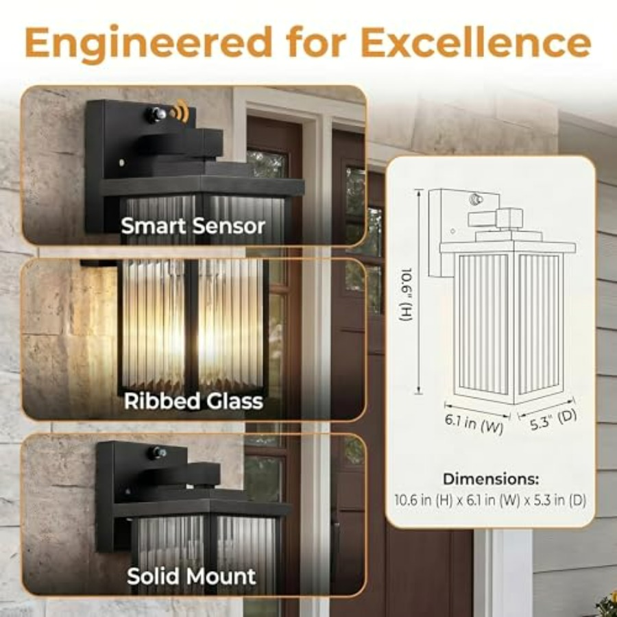 Dusk to Dawn Outdoor Wall Ligh - Outdoor Lighting For Front Of House のレビューと価格