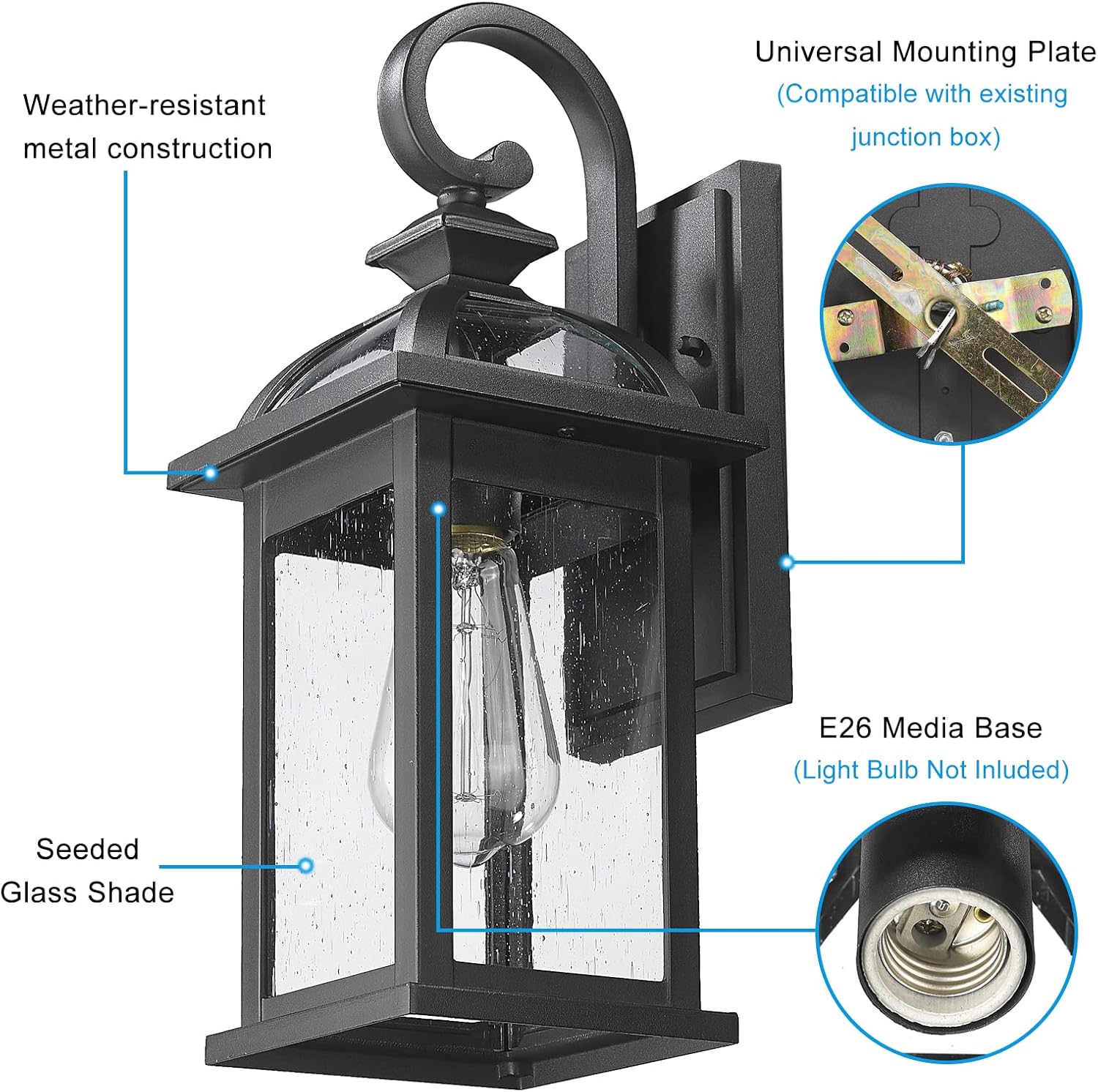 Outdoor Wall Sconce with Seede - Outdoor Lighting For Front Of House のレビューと価格
